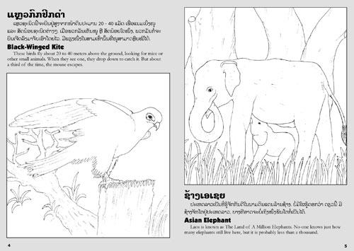 Samples pages from our book: Lao Animals Coloring Book