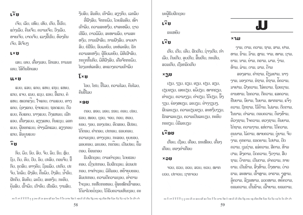 sample pages from Rhyming Dictionary, published in Laos by Big Brother Mouse