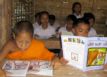 Lao children reading in school