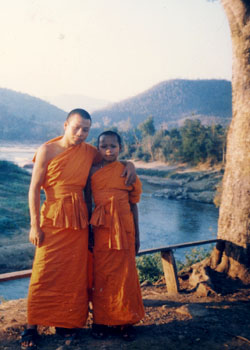 Link with his older brother Khamla, when they were both novice monks at a Luang Prabang wat (Buddhist temple).